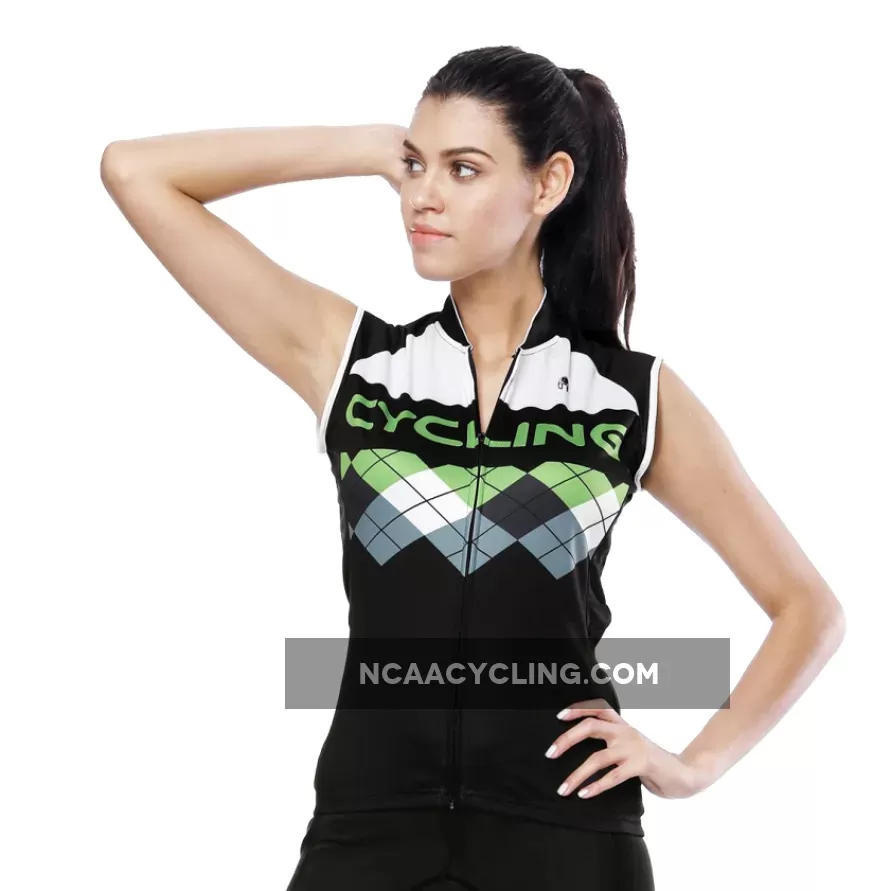 Green Mesh Splicing Women's Cycling Sleeveless Bike Jersey T-shirt Summer Spring Road Bike Wear Mountain Bike MTB Clothes Sports Apparel Top NO. 800