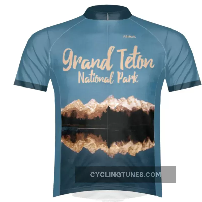 Primal Wear Grand Teton National Park men's Sport Cut Full Zip Short Sleeve Cycling Jersey
