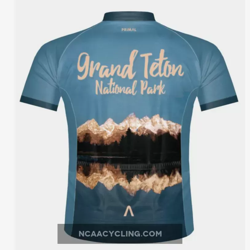 Primal Wear Grand Teton National Park men's Sport Cut Full Zip Short Sleeve Cycling Jersey