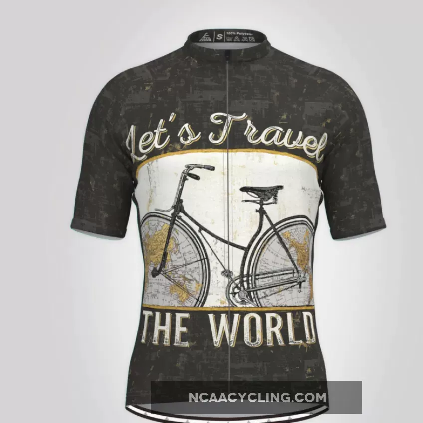 Let's Travel The World Cycling Jersey Black Restock