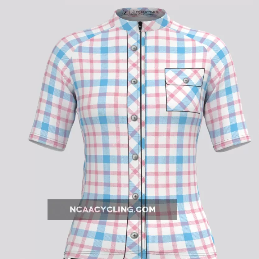 Plaid Checkered Shirt V23 Women's Cycling Jersey For Sale