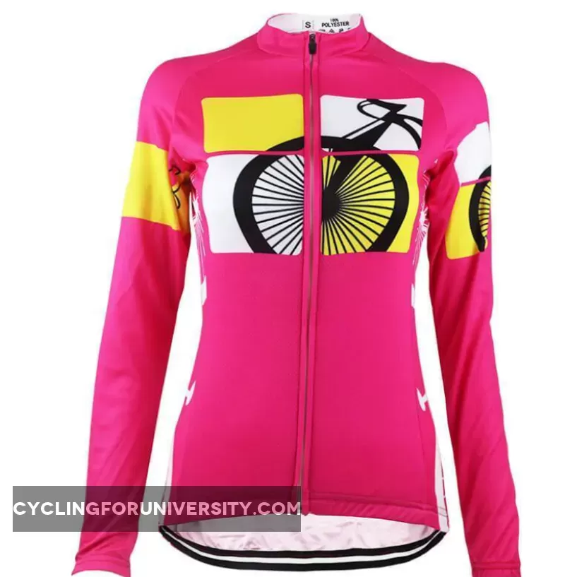 Women's Born to Ride Long Sleeve Pink Cycling Jersey