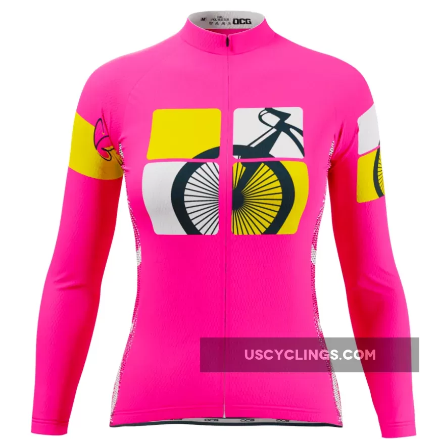 Women's Born to Ride Long Sleeve Pink Cycling Jersey