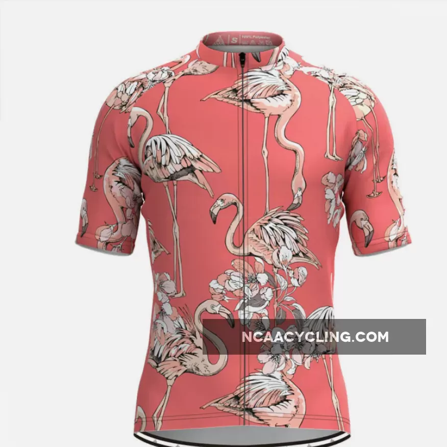 Men's Flamingo Floral Print Hawaiian Cycling Jersey