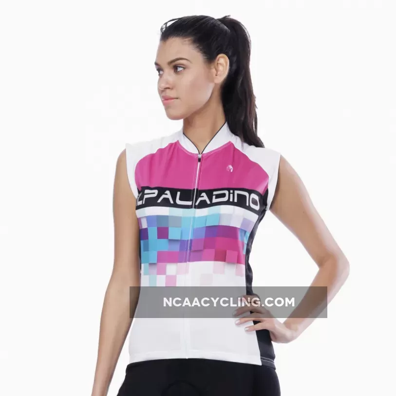 Pink Blue Mosaic Women's Cycling Sleeveless Bike Jersey T-shirt Summer Spring Road Bike Wear Mountain Bike MTB Clothes Sports Apparel Top NO. 788