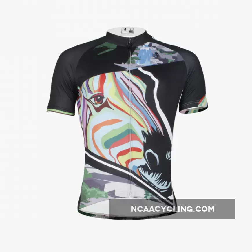 Multicoloured Zebra Head Cycling Jersey Men's Short-Sleeve Bicycling Shirts Summer NO.633