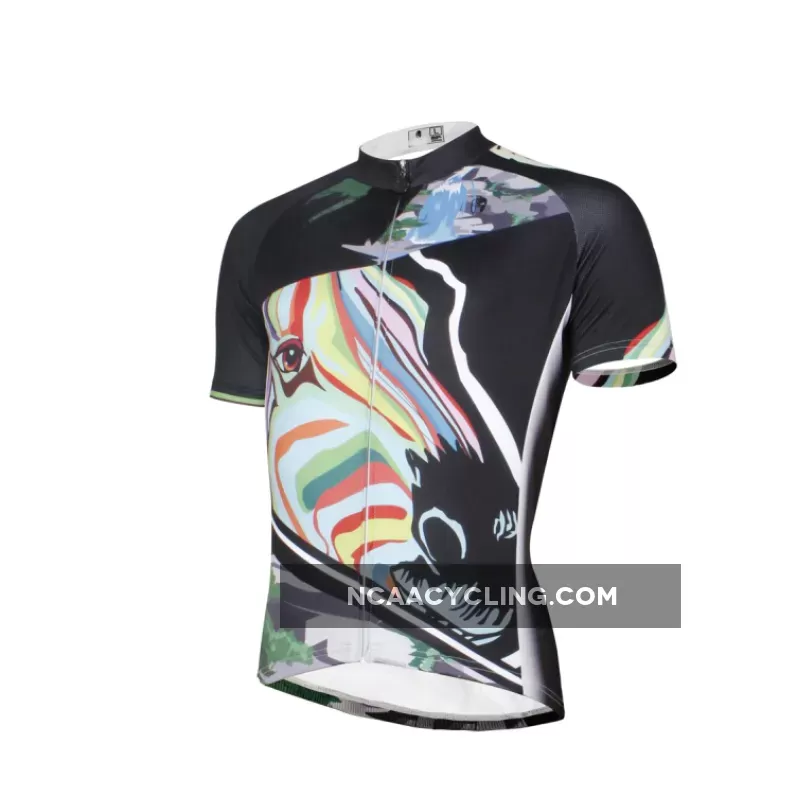 Multicoloured Zebra Head Cycling Jersey Men's Short-Sleeve Bicycling Shirts Summer NO.633