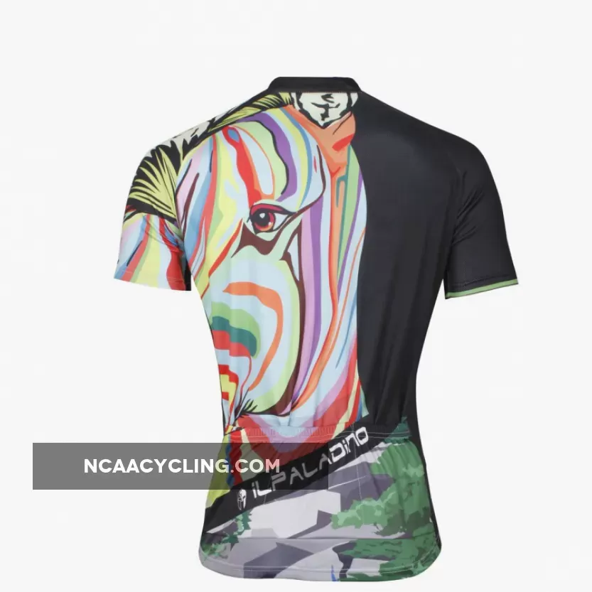 Multicoloured Zebra Head Cycling Jersey Men's Short-Sleeve Bicycling Shirts Summer NO.633
