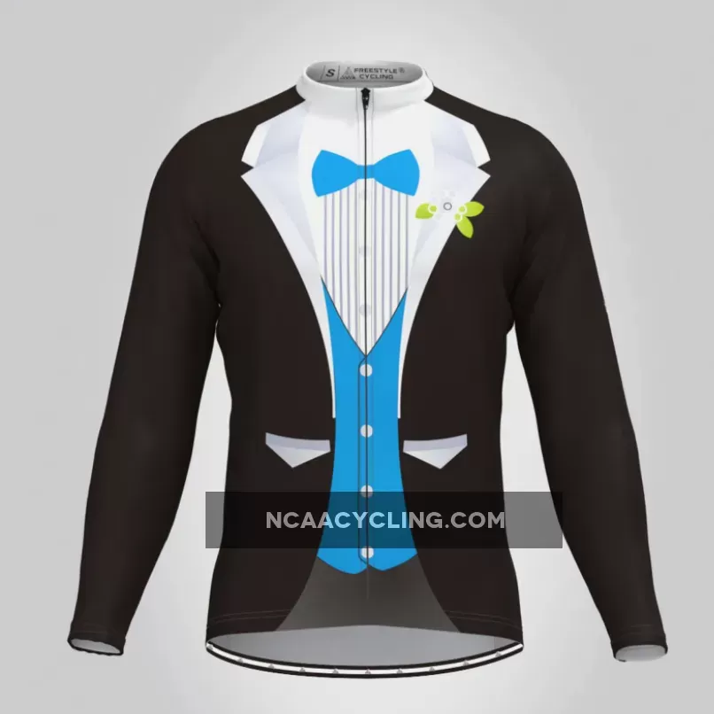 Men's Tuxedo Short LS Cycling Jersey Blue Outlet