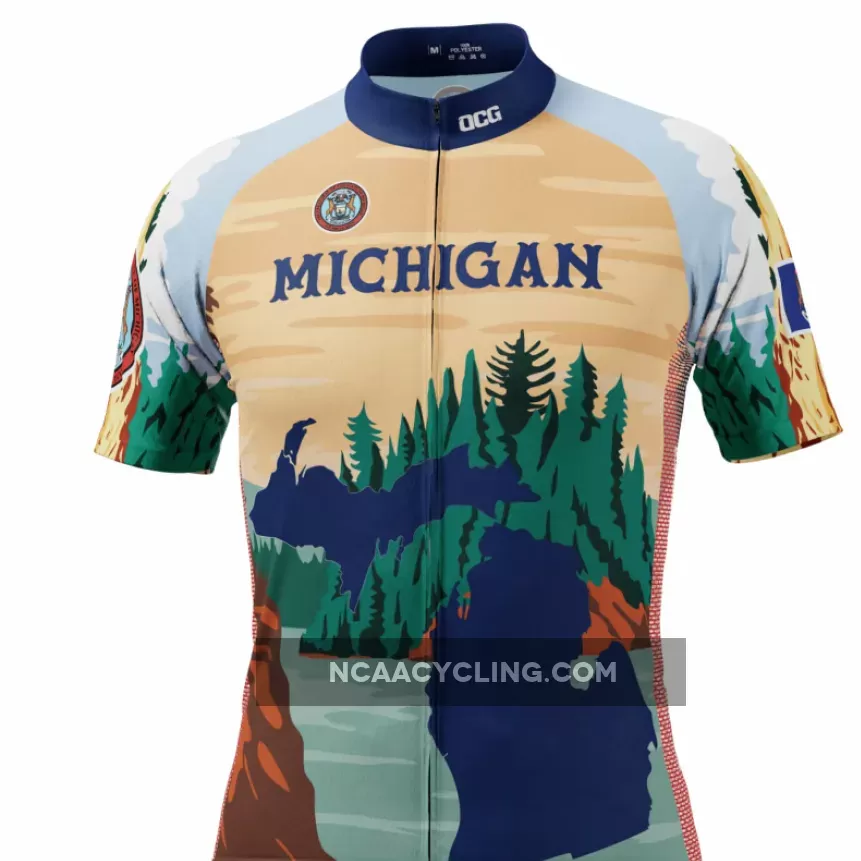 Men's Michigan Home is Where The Hand Is Short Sleeve Cycling Jersey / Michigan Cycling Jersey