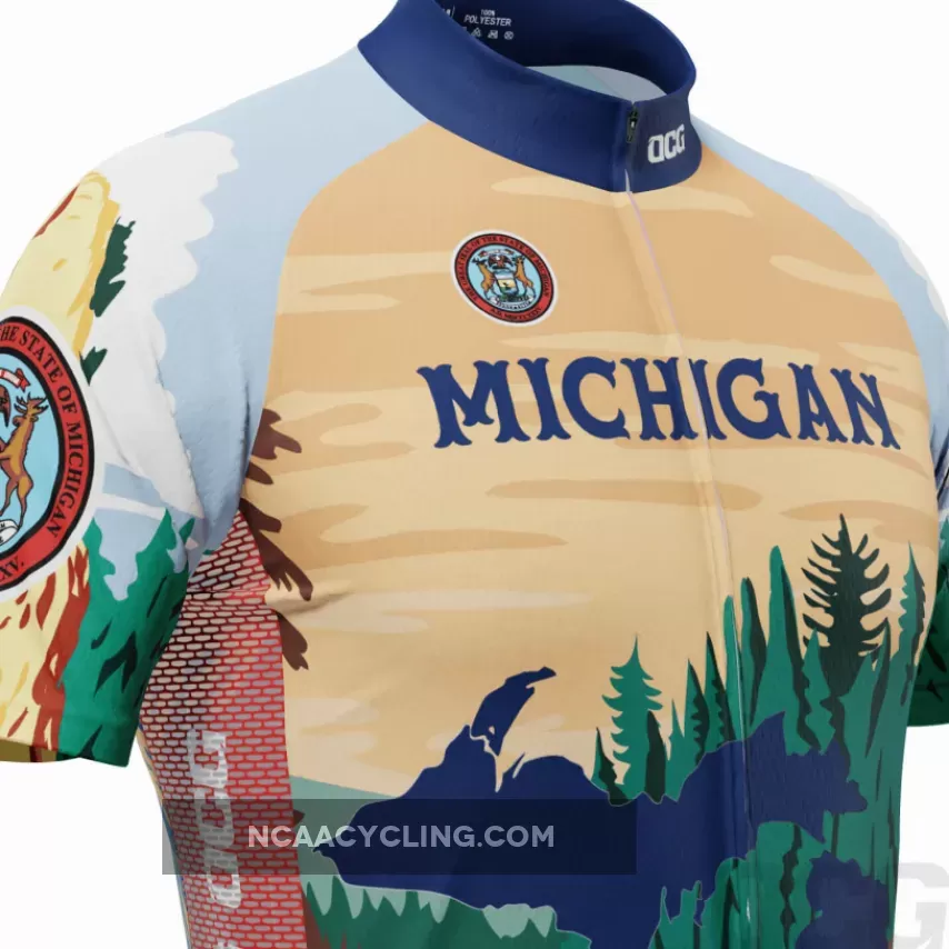 Men's Michigan Home is Where The Hand Is Short Sleeve Cycling Jersey / Michigan Cycling Jersey