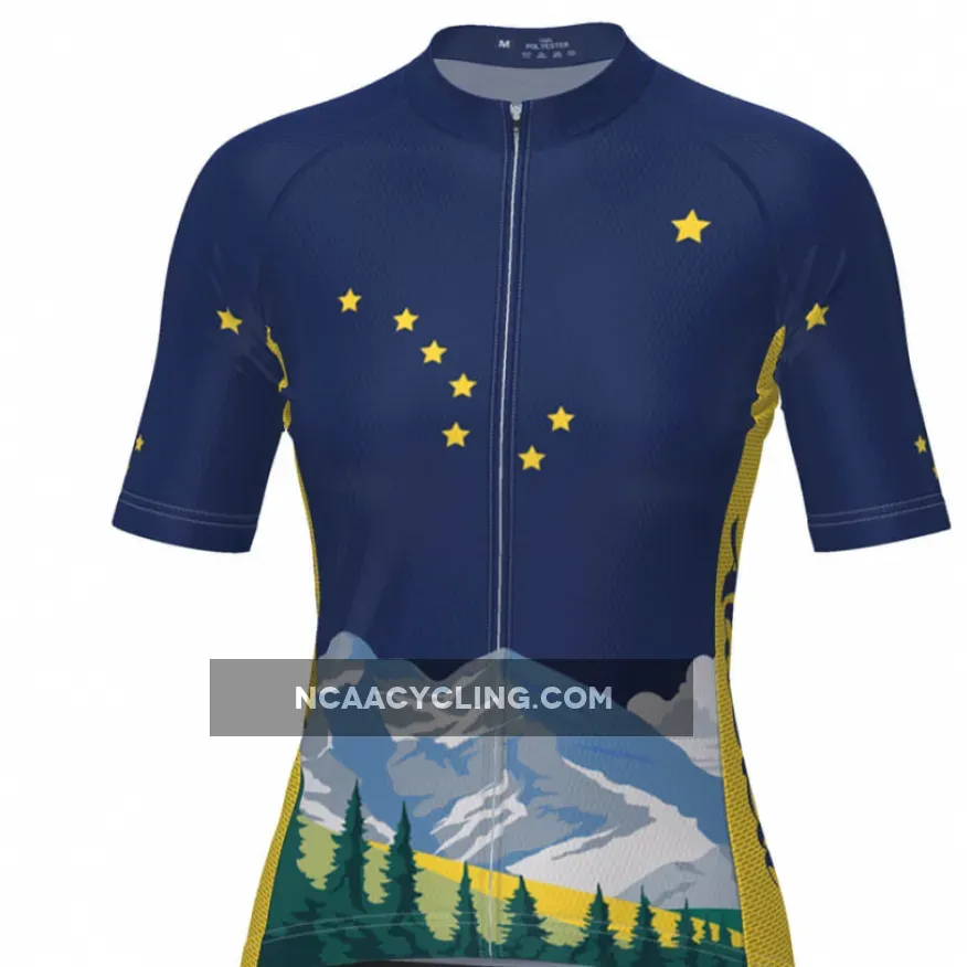 Women's Alaska Flag Short Sleeve Cycling Jersey Brand New