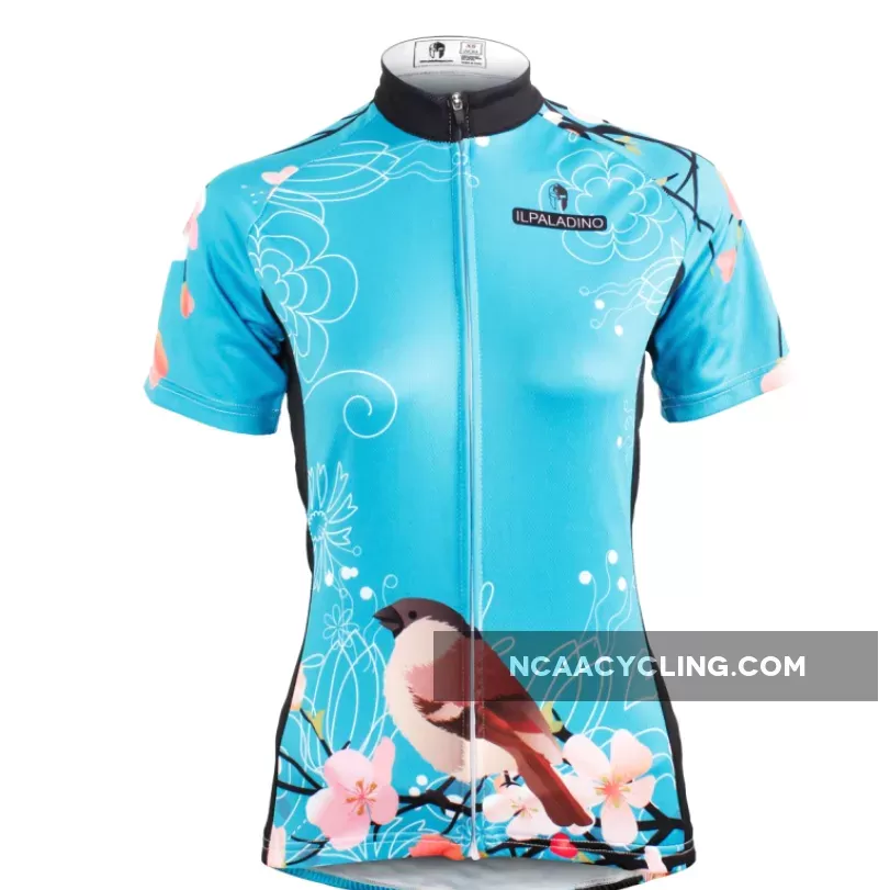Ilpaladino Women's Peach Blossom &Magpies Cycling Jersey Short/long Sleeve Breathable Summer Bicycling Clothes Apparel Outdoor Sports Leisure Biking Shirt NO.585