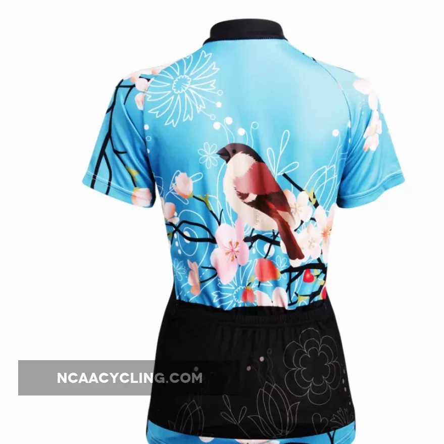 Ilpaladino Women's Peach Blossom &Magpies Cycling Jersey Short/long Sleeve Breathable Summer Bicycling Clothes Apparel Outdoor Sports Leisure Biking Shirt NO.585