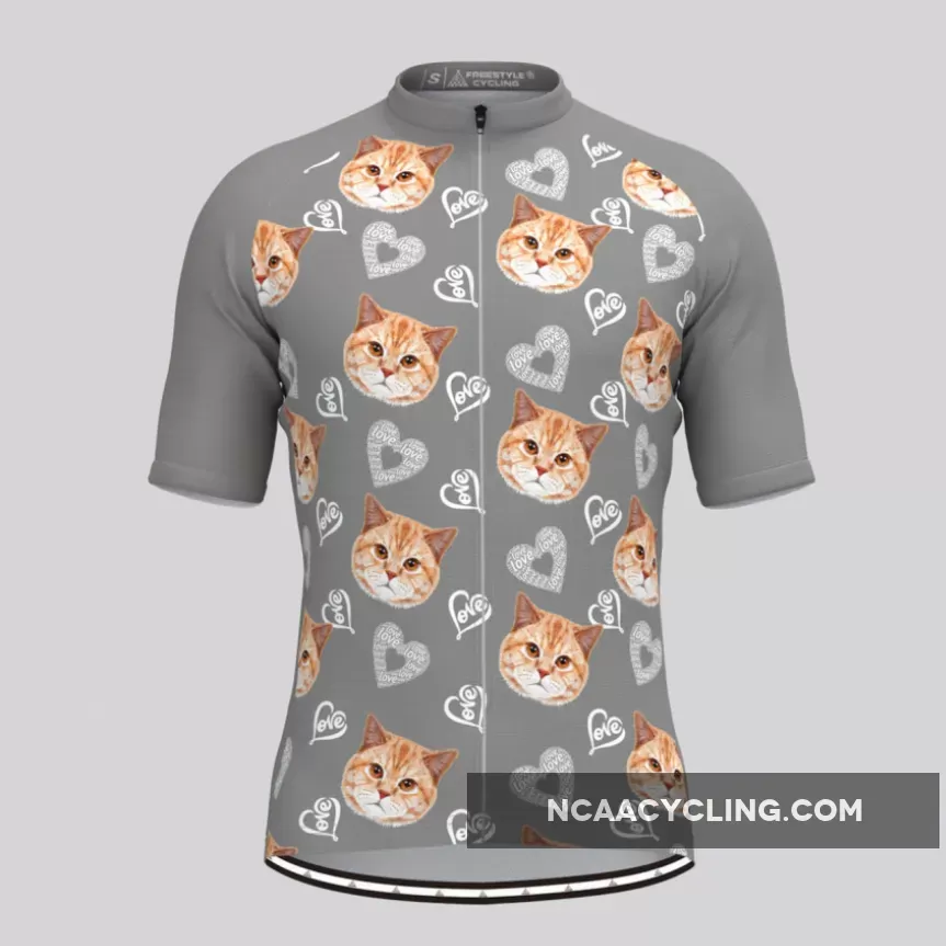 Custom Cat Face V4 Men's Jersey-Gray Restock