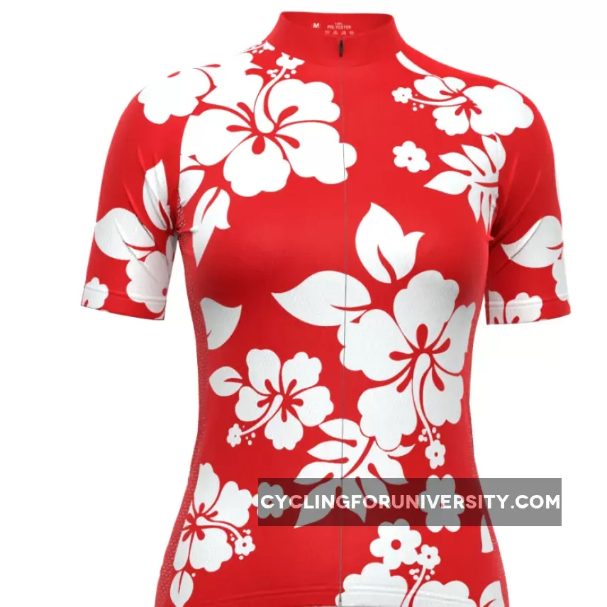 Women's Hawaiian Aloha Floral Short Sleeve Cycling Jersey