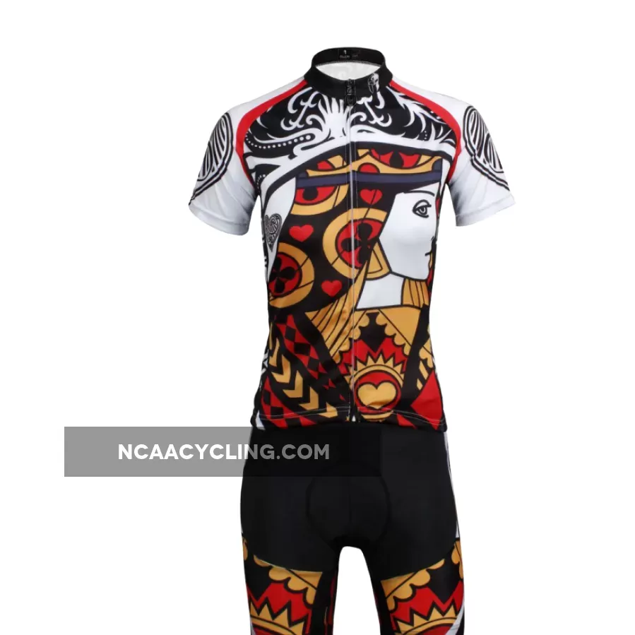 Playing Cards Poker Face Heart Queen Women's Long Sleeves Cycling Jerseys T-shirt NO.641