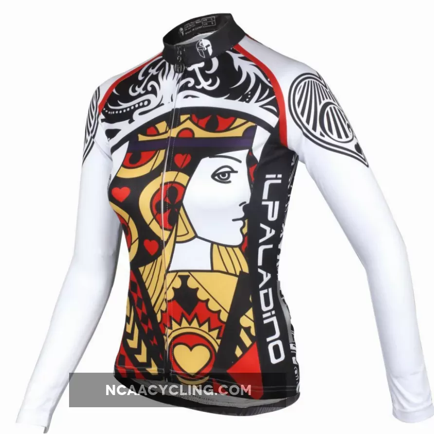 Playing Cards Poker Face Heart Queen Women's Long Sleeves Cycling Jerseys T-shirt NO.641