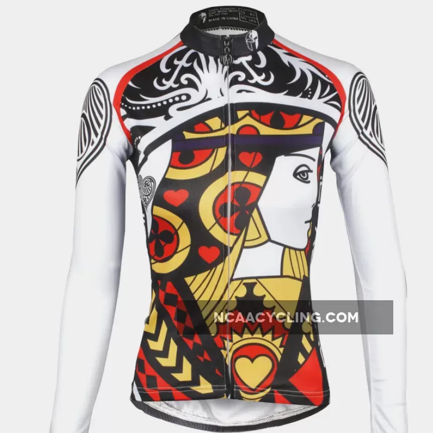 Playing Cards Poker Face Heart Queen Women's Long Sleeves Cycling Jerseys T-shirt NO.641