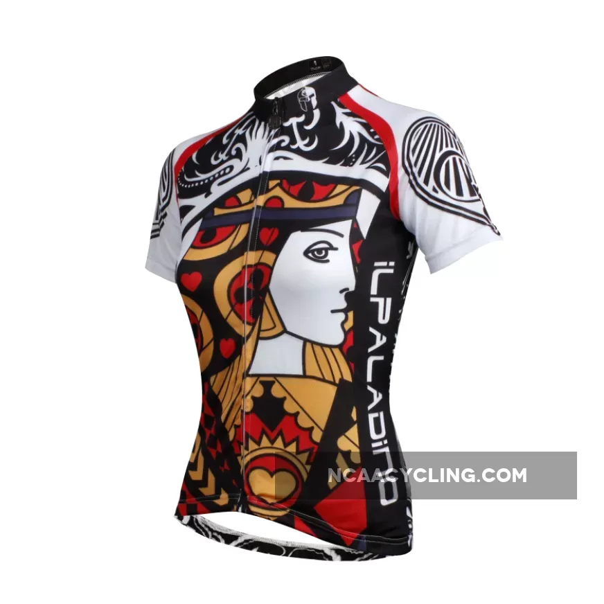 Playing Cards Poker Face Heart Queen Women's Long Sleeves Cycling Jerseys T-shirt NO.641