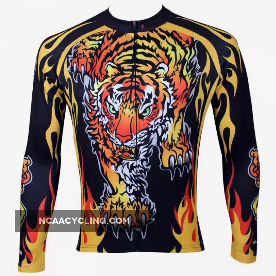 ILPALADINO Tiger Men's Long Sleeves Cycling Jersey Bicycling Pro Cycle Clothing Racing Apparel Outdoor Sports Leisure Biking T-shirt Winter (Velvet) 109