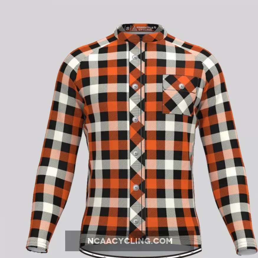 Plaid Checkered Shirt V4 Men's LS Cycling Jersey