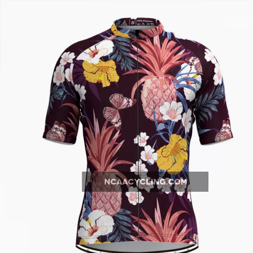 Men's Tropical & Floral Print Hawaiian Jersey -Pineapple
