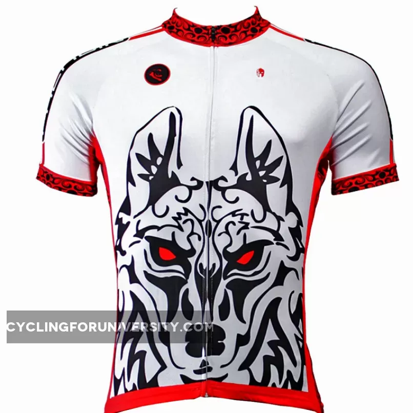 Ilpaladino Red-eye Wolf Men's Breathable Short-Sleeve Cycling Jersey Summer Quick Dry Exercise Bicycling Pro Cycle Clothing Racing Apparel Outdoor Sports Leisure Biking Shirts Sportswear NO.350