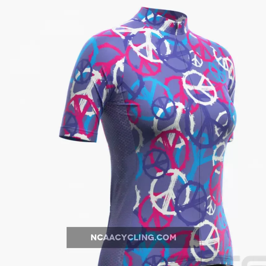 Women's Purple Peace Short Sleeve Cycling Jersey Restock