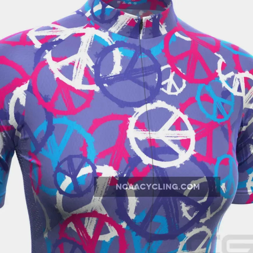 Women's Purple Peace Short Sleeve Cycling Jersey Restock