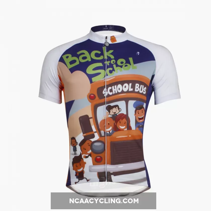 School Bus Breathable Cycling Jersey Men's Short-Sleeve Bicycling Shirts Summer NO.635