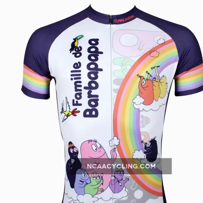 Famille de Barbapapa Rainbow Men's Short-Sleeve Cycling Jersey Breathable Sports Bicycling Shirts Summer Quick Dry Sportswear NO.115