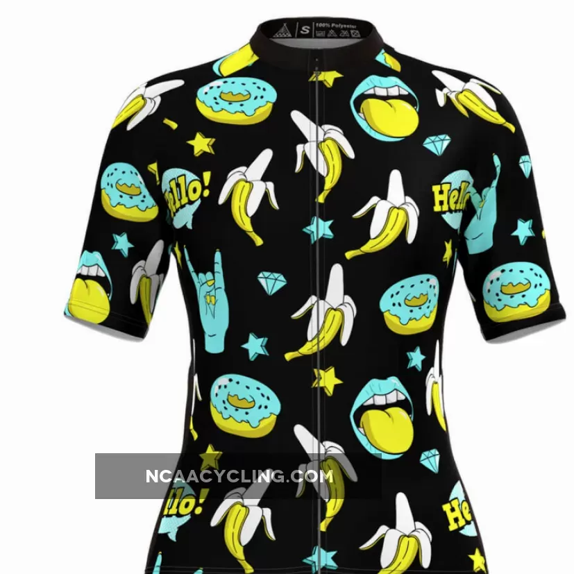 Women's Donuts Banana Print Cycling Jersey To Buy