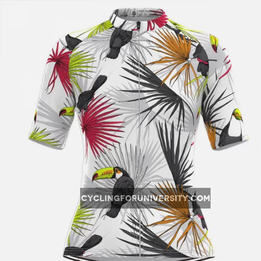 Women's Toucans Tropical Plant Print Hawaiian Cycling Jersey