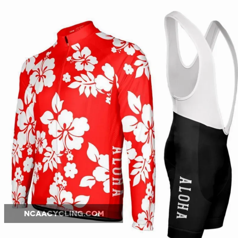 Hawaiian Shirt Aloha Floral Long Sleeve Pro-Band Cycling Kit
