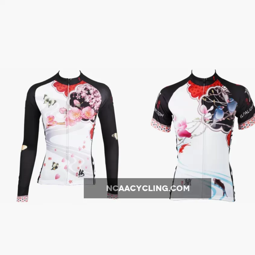 Two women's Magnolia& Peach Blossom flowers cycling short-sleeve&long-sleeve jerseys gear Spring&Summer Chinese Style sportswear Pro Cycle Clothing Racing Apparel Outdoor Sports Leisure Biking T-shirt NO.542/547