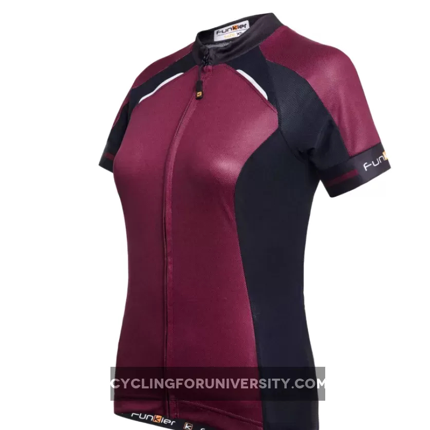 FunKier Firenze Full Zip Short Sleeve Women's Cycling Jersey Merlot