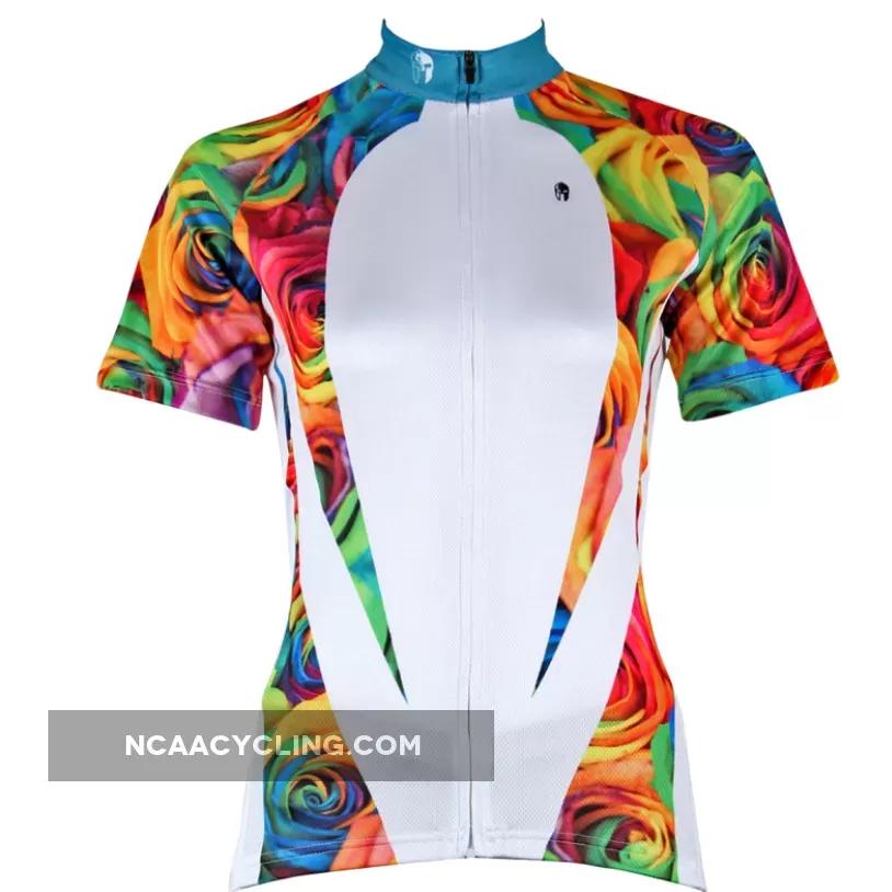 Ilpaladino Rose Patterns Elegant Women's Summer Short-Sleeve Cycling Jersey Spring Autumn Exercise Bicycling Pro Cycle Clothing Racing Apparel Outdoor Sports Leisure Biking Shirts Breathable Sport Clothes NO.224