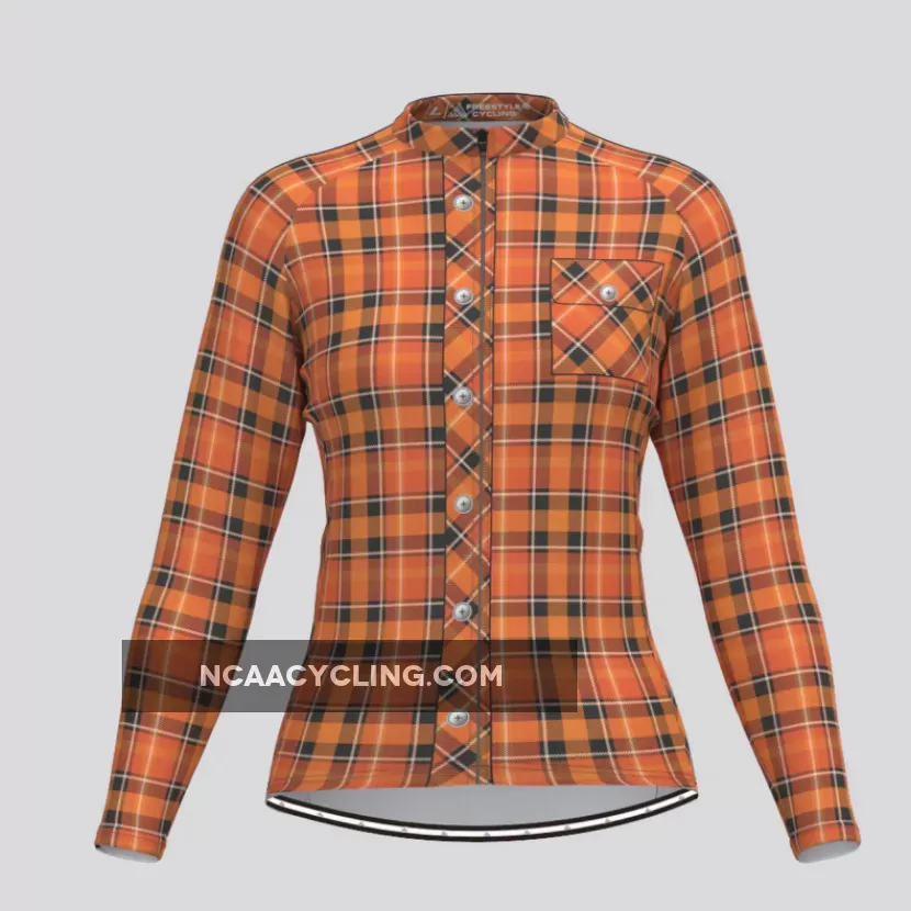 Plaid Checkered Shirt V25 Women's LS Cycling Jersey To Buy