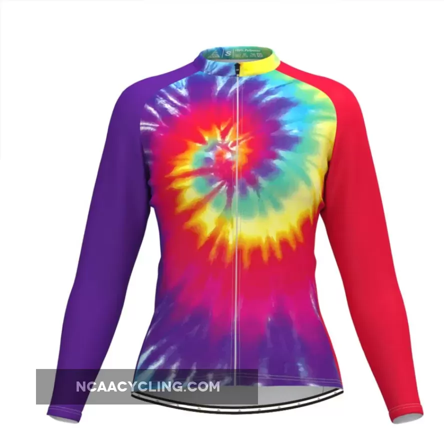 Tie Dye Rainbow Women's Long Sleeve Cycling Jersey