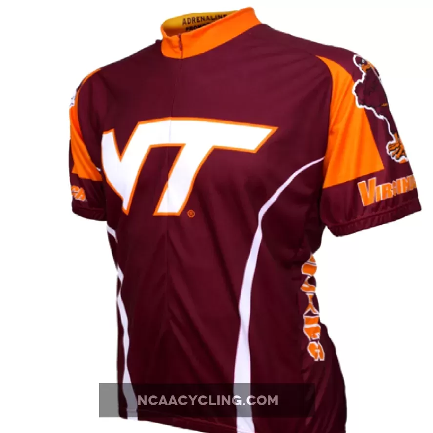 Virginia Tech Hokies 3/4 zip Men's Short Sleeve Cycling Jersey / Virginia Tech Bike Jersey