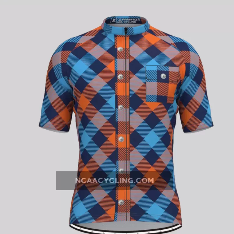 Plaid Checkered Shirt V12 Men's Cycling Jersey Outlet