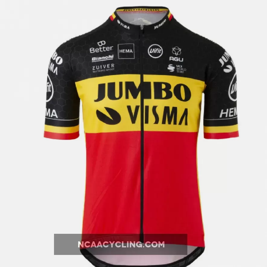 Team Jumbo Visma Short Sleeve Cycling jersey Belgium Nation Champion #Jumbo Visma Cycling Jersey