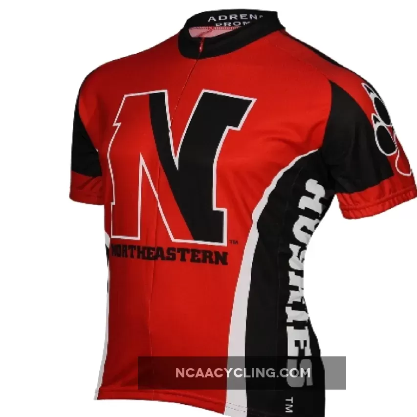 Northeastern University Huskies 3/4 zip Men's Short Sleeve Cycling Jersey / Northeastern Jersey