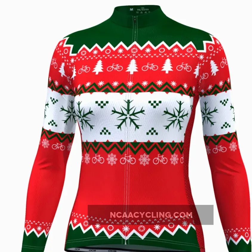 Women's Ugly Christmas Sweater Long Sleeve Cycling Jersey Women Ugly