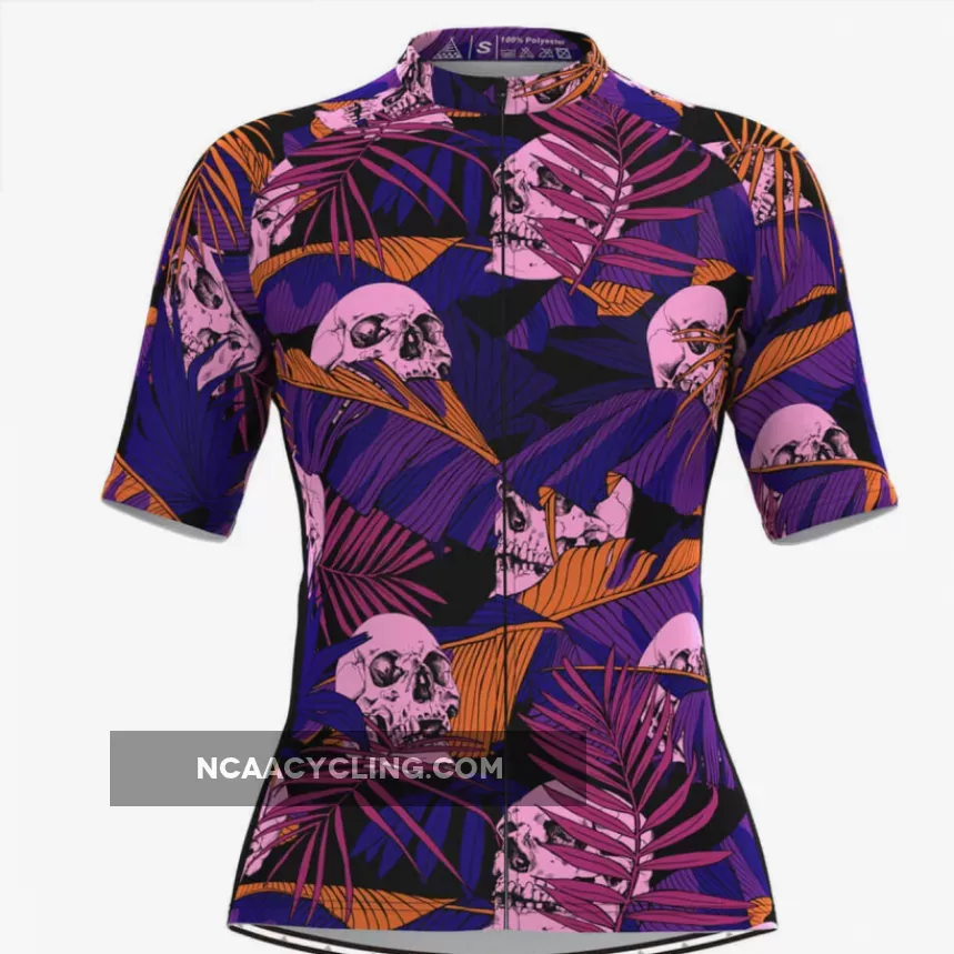 Women's Tropical & Skull Print Hawaiian Cycling Jersey