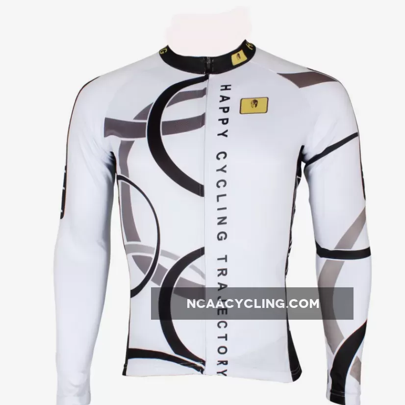 Popular Men's White Hidden-Zipper Long-sleeve Cycling Jersey with patterns for Outdoor Sport Leisure Sport Breathable and Quick Dry Fall Autumn Bike Shirt Bicycle clothing 205