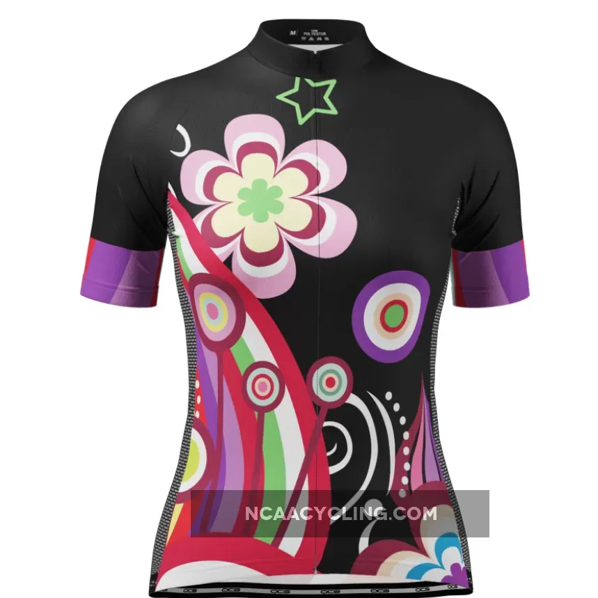 Women's Floral Black Short Sleeve Cycling Jersey Online