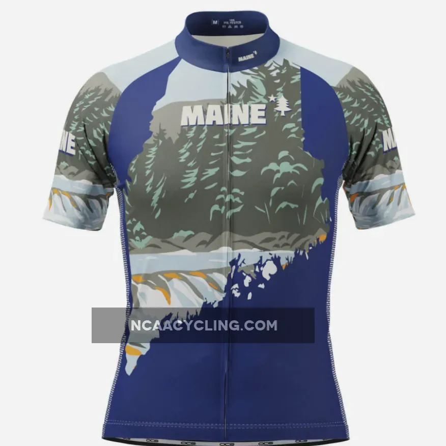 Men's Maine State Flag Short Sleeve Cycling Jersey