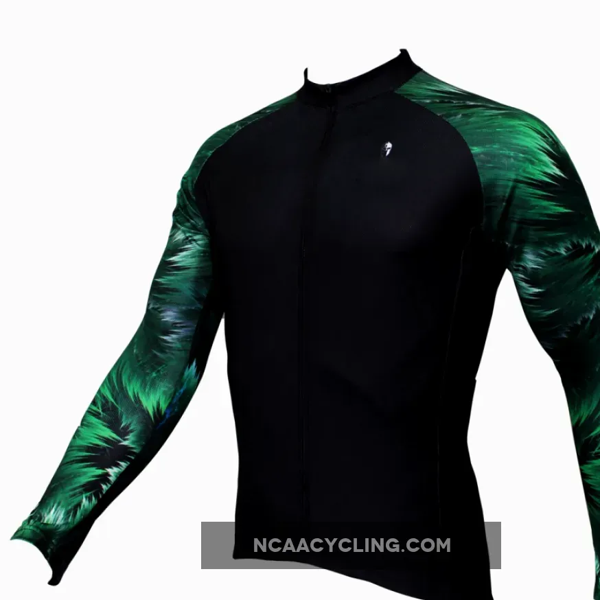 Green Cool Graphic Arm Men's Cycling Long-sleeve Black Jerseys NO.364